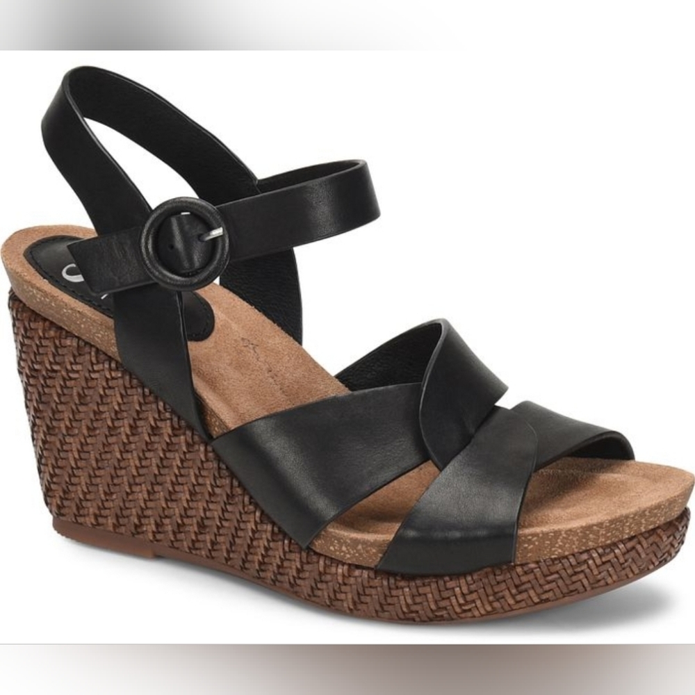 Sofft Casidy Black Wedge Sandal, Size 9.5